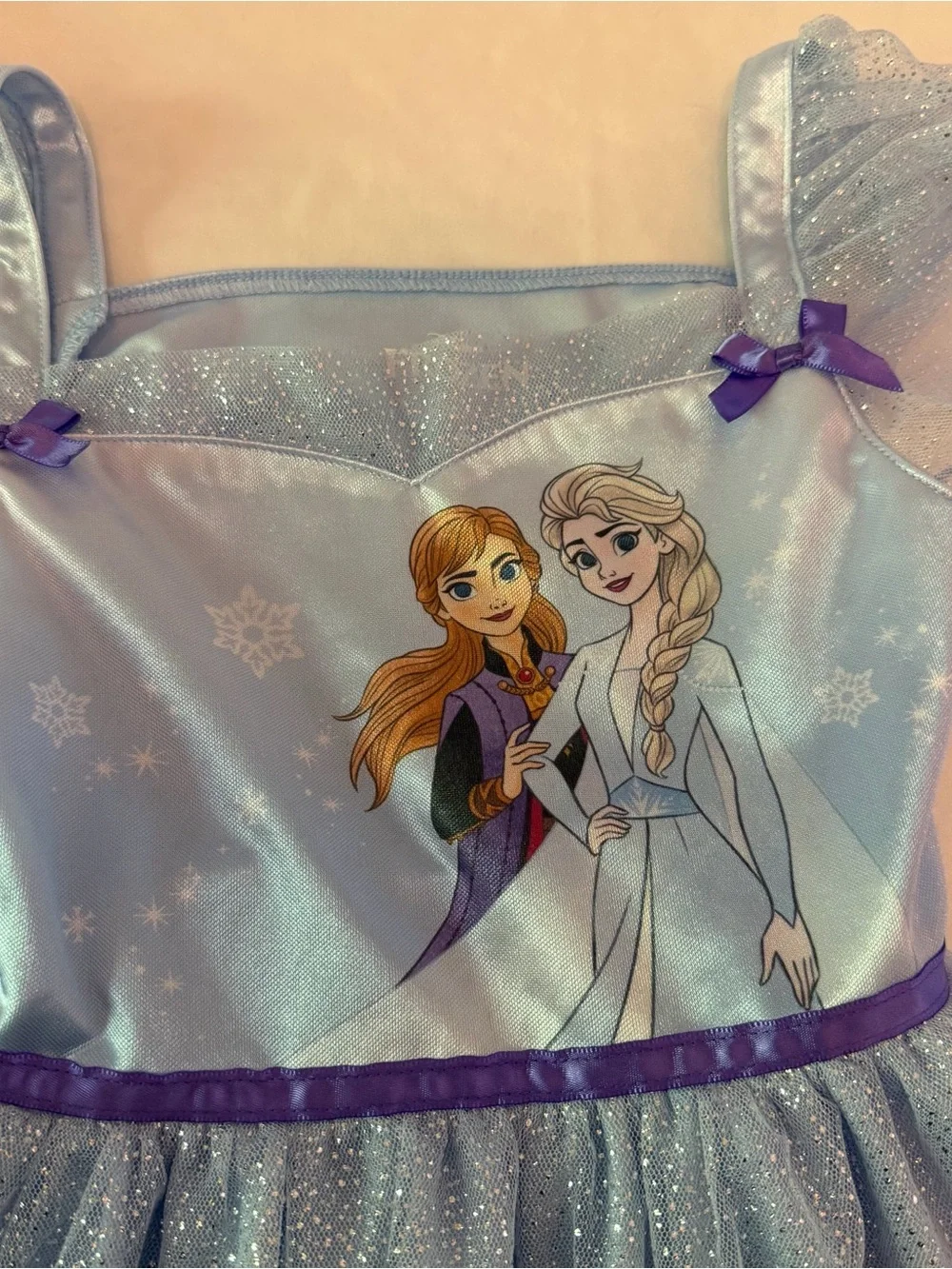 Disney Frozen Elsa & Anna Girls Dress Size 6 Blue Sparkle‎ Tulle Costume
